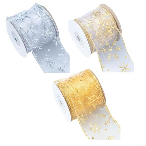 Modernes, transparentes Band, ideal zum Basteln, Verpacken oder für Blumenarrangements (Gold) von HpLive