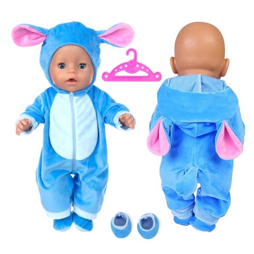 Kleidung Outfits für Baby Puppen,Blau Puppenkleidung,Puppenkleidung + Socke + Aufhänger,Puppenkleidung Baby Born,für Babypuppen 35-45 cm,Puppe zubehör,Geschenke für Mädchen Jungen von Hpbaggy