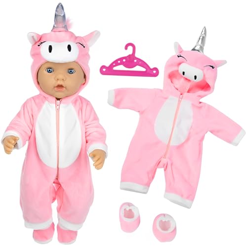 Kleidung Outfits für Baby Puppen,Puppenkleidung Einhorn,Einhorn Bodysuit + Socke + Aufhänger,puppenkleidung Baby Born,für Babypuppen 35-45 cm,Baby Puppe zubehör,Geschenke für Mädchen Jungen von Hpbaggy