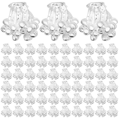 100pcs Blumenperlen, Legierungsstaub für Blumen, die Silber machen, 6,5 x 6,8 mm Blütenblütenanschlüsse für DIY -Schmuckzubehör von Hperu