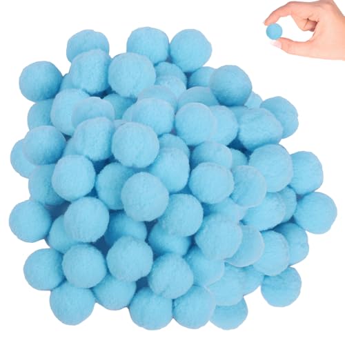 100pcs pompoms, 1 Zoll blau weiche Plüschpompons für Handwerk, Hüte, Puppenherstellung, Partydekorationen, blau von Hperu