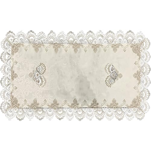 20x40 Zoll Spitze quadratischer Tischdecke mit hohlen Blütenstickerei - staubdichtes und waschbarer Tischabdeckung für Hochzeit, Party, Zuhause von Hperu