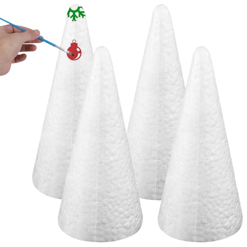 4pcs Styroporkegel für Handwerk 8 x 3 Dekorative Schaumkegel, kreative Styroporkegel für Handwerk & DIY -Kunst, Handwerksvorräte für Weihnachten, DIY Home Craft Project von Hperu