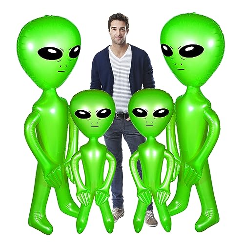 4pcs aufblasbare außerirdische Halloween aufblasbare Outdoor -Dekoration in die Luft von Alien Balloons PVC Alien Blatabletoy Lustige Alien Halloween Dekorationen für Gartengarten Urlaub Dekoration von Hperu