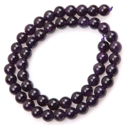 8 mm runde natürliche Amethyst -Edelsteinperlen Strand 15, Schmuck Perlenperlen Strand von Hperu