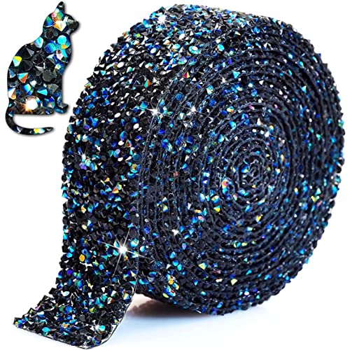 Bling-Strass-Bänder Bling-Kristall-Strass-Band selbstklebendes Eisen auf Harz Diamantkristallband Wrap Roll DIY Strsestone Aufkleber Dekoration (Blackab, 1,18 Zoll x 3yard) von Hperu