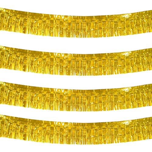 Gold Folie Randgirlande Hanging Metallic -Streamer 10 Fuß Goldene Lastel Randgirlande für Geburtstag Hochzeit Graduierung Party Dekorationen, Packung mit 4 Geburtstagsbedarf von Hperu