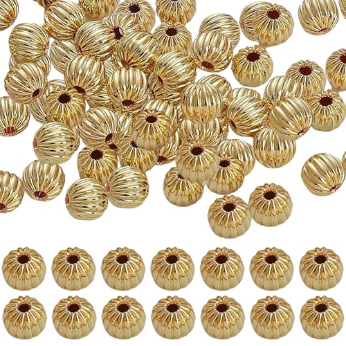 Gold Spacer Perlen, 50pcs runde Perlen glatt 5mm 14 Karat Goldperlen für Armbänder, lustige DIY -Abstandshalterperlen für Armbänder, Goldperlen für Schmuckzuarbeiten von Hperu