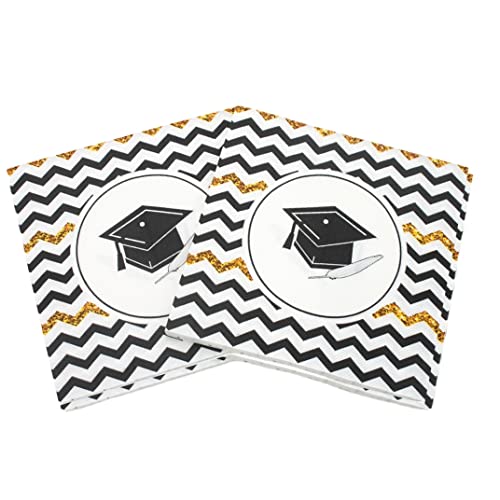 Grad Servietten 100pcs Abschluss 2023 Servietten Doktorandenkappe gedruckte Serviette Gesichtsgewebeparty Theme Dekoration Papier Einweg Glückseligkeit Grad Guest Servietten für Glückwunsch von Hperu