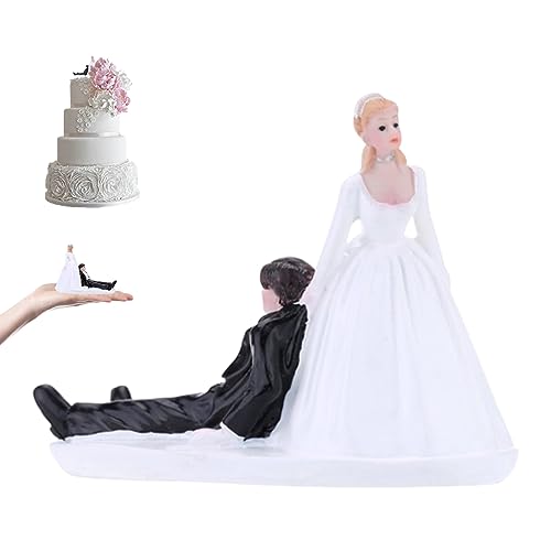 Hochzeitstorte Toper Braut und Bräutigam Kuchen Toper Synthetisches Harz Lustige künstliche Hochzeitstorte Topper Süßes Cartoon Lifelike Simulation Dekorative Figurine von Hperu