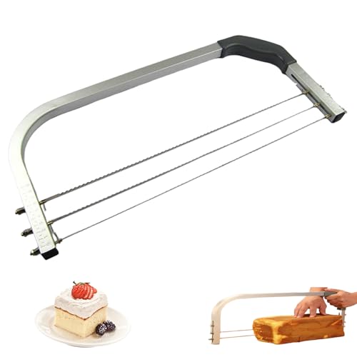 Hperu 1 PC Cake Cutter Slicer, verstellbarer Edelstahl -Kuchen -Leveler mit 3 Drähten zum Backen, 12 Zoll, Silber von Hperu