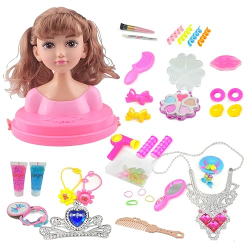 Hperu 1 Set Friseursalon Spielzeug für Mädchen, Puppenkopf für Frisestyling und Make -up -Styling Head Doll Bunte realistische Make -up -Accessoires für Mädchen, Style11 von Hperu