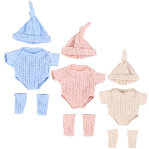 Hperu 3 Set Babypuppenkleidung, Kleidung für 7,9 Puppenweiche Babypuppenkleidung 3 Farben Hautfreundliche Wiederverwendbare Puppen -Outfits für Neugeborene Mädchen Jungen, Kleidung von Hperu