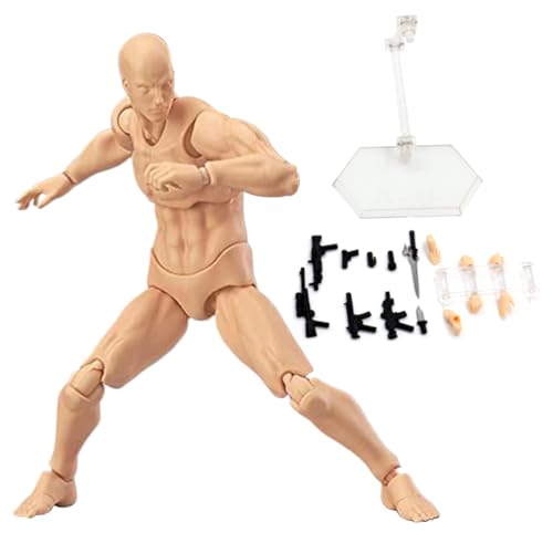 Hperu Aktionsfigur Set, männliche Aktionsfigur Gesten poable Figur, Aktionsfigur Zeichnungsmodelle, Leichtes Zeichnen Mannequin mit Standunterstützung ＆ Zubehör zum Skizzieren, Malerei von Hperu