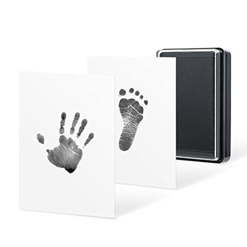 Hperu Baby gerahmt Foto Kit Baby Footprint Kit & Handabdruck Kit mit 1 sauberem Touchkissen und 2 Impresskarten für Haustierpfoten-Print-Kit-Babypartygeschenk für Neue Eltern von Hperu