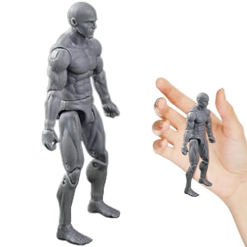 Hperu Zeichnungsfigur Modell, Aktionsfigur Körper, 4,1 Zoll PVC Blind -Aktion -Figur, DIY -Poable -Figur, Sammelmalbare Zeichnung, grau/männlich von Hperu