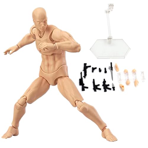 Hperu Zeichnungsfiguren Modell, Actionfiguren bewegliche Gelenke Flexible Zeichnungsfiguren Modell mit Basis Leichter sachlicher Zeichnungsfigur für Malerei, Zeichnung (Hautfarbe, männlich) von Hperu