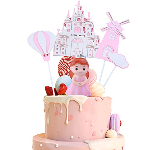 Hperu Prinzessin Cake Topper Alles Gute zum Geburtstag Schloss Kuchen -Dekoration Personalisierter Cupcake -Topper für Babypartyzubehör 5PCS Cupcake Topper von Hperu