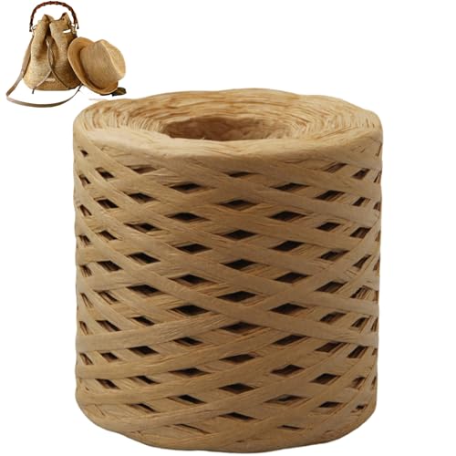 Raffia -Band für Geschenkverpackung, 218 Yards natürliches hellbraunes Raffia -Garn, wiederverwendbares Twine Raffia Craft Ribbon zum Bündeln, Verpackung, Verpackung, Dekorieren von Hperu