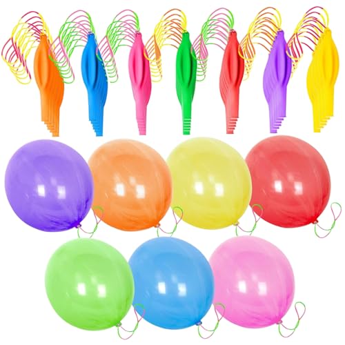 Stanzballons Punchballons für Kinder 35pcs 18 Zoll verschiedene Farben Neon -Stanzballons mit Gummi -Band -Handles Latexballon für tägliche Spiele Hochzeitsgeburtstagsfeier Geschenke von Hperu