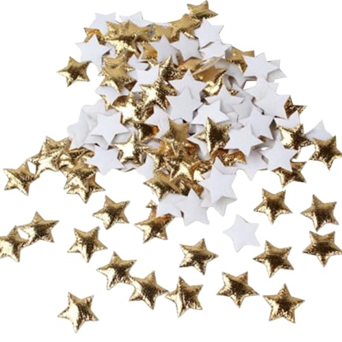 Stickflächen Sternflecken 200pcs 0,6 Zoll Eisen auf Sternen Applique glänzende gestickte Patches auf Reparaturflächen für Kleidung Jacken Kleidungshüge Schuhe Rucksäcke DIY Accessoire Golden von Hperu