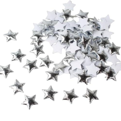 Stickflächen Sternflecken 200pcs 0,6 Zoll Eisen auf Sternen Applique glänzende gestickte Patches auf Reparaturflächen für Kleidung Jacken Kleidungshüße Schuhe Rucksäcke DIY Accessoire Silber von Hperu