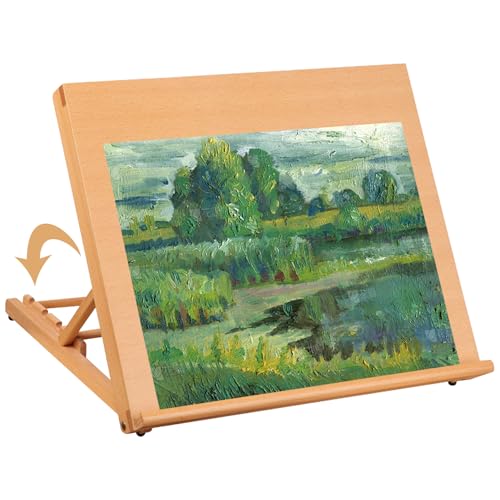 Tabelle Top Eundel Tabelle Trail 18x12 '' Zeichenbrett Verstellbarer Tisch -Top -Staffel tragbar ＆ Faltbare Kunststraßenständer Holzstaffner für Malerei und Zeichnung von Hperu