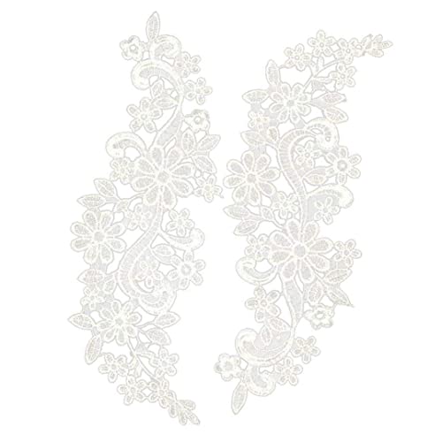 Trimmdekoration 1 Paar Blumenblumen Venise -Spitzenapplikation gestickt Guipure Hochzeit Spitzenmotiv Trim Weiß 30x10 cm von Hperu