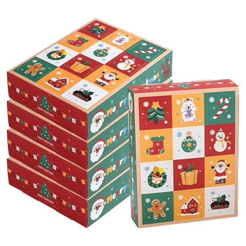 Weihnachtsgeschenkboxen 5pcs Weihnachtsbonbonboxen mit 12 leeren kleinen leicht zu reißen Fenstern 12 Tage Füllen Sie Ihren eigenen Adventskalender, Weihnachtsgeschenkboxen, füllen Sie Ihren eigene von Hperu