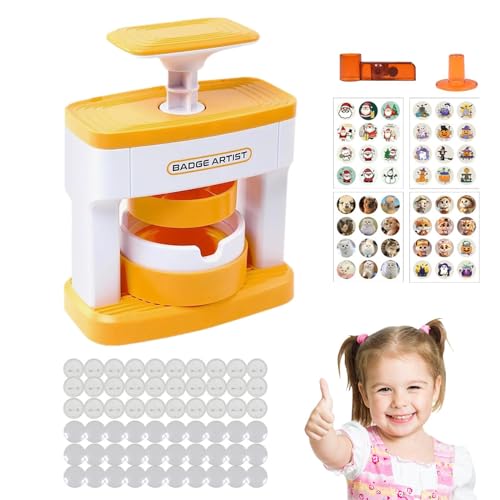 Button Maker Machine, Badge Maker for Kids, 48 X Button Parts Cute Press Pin Maker Machine Gift for Girls Pin Button Maker Press Machine Badge Punch Kit for Christmas von Hqunjikp