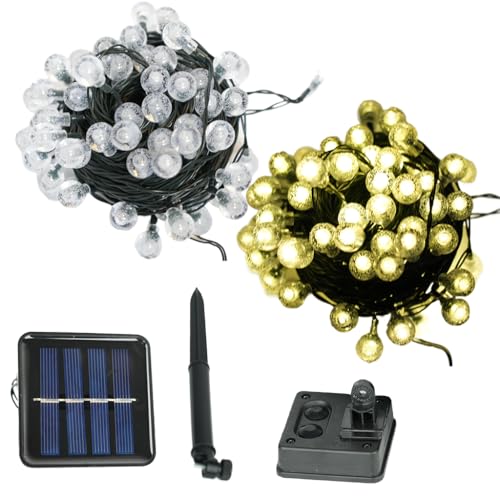 Hqynss Solar Lichterkette Aussen, 2x15M 150 LED Solarlichterkette Außen Wetterfest 8 Modi IP65 Wasserdicht Kupferdraht Lichterkette Außeneinsatz für Garten, Terrasse, Baum, Hof, Party (Warmweiß) von Hqynss