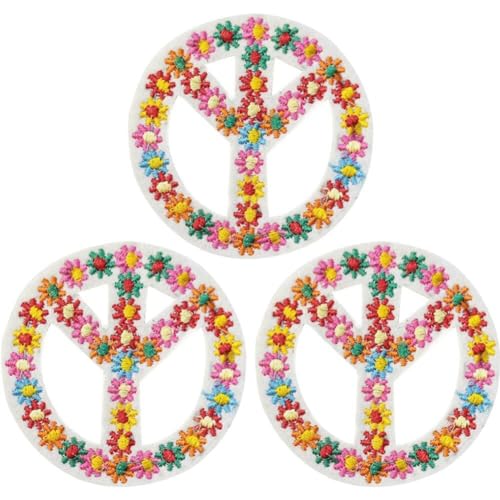 5pcs Friedenszeichen Symbol Lieben Sie Eisen Auf Patch Nähen Sie Kleidungstasche Hippie Gestickt von Hrippy