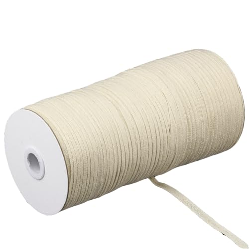 Hrlace 1 Roll 280 Meter 5mm Breit Flach Gurtband Flachkordel 100% Baumwollband Baumwollkordel für DIY Kleidung Nähen Zubehör Beige 5mm von Hrlace