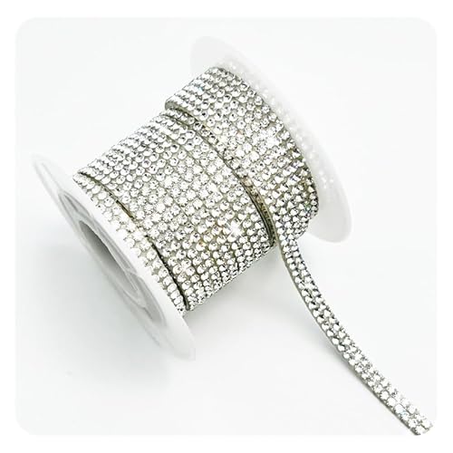 Hrlace 1 Rollen Selbstklebende Strassband Kristall Strass Bling Glitzersteine Selbstklebend DIY Diamant Band Deko Aufkleber mit 2mm Strass für Kunst Handwerk, Auto Handy Dekoration Weiß von Hrlace