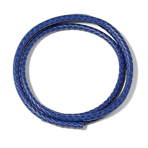 Hrlace 1 Yard Lederband Lederschnur Lederkordel Durchmesser 6mm Rund geflochten Lederseil Schmuck Bastelschnur Vintage Boloschnur für DIY Armbänder Halsketten Schmuck Basteln Dunkelblau von Hrlace