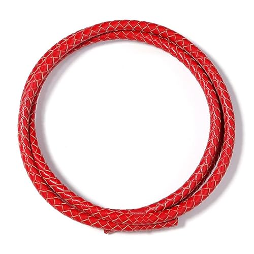 Hrlace 1 Yard Lederband Lederschnur Lederkordel Durchmesser 6mm Rund geflochten Lederseil Schmuck Bastelschnur Vintage Boloschnur für DIY Armbänder Halsketten Schmuck Basteln rot von Hrlace