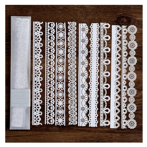 Hrlace 10 Stück Scrapbooking Spitze Papier Vintage Spitzenpapiere Hohles Dekoratives Papiere Weiß Strukturierte Stickers Basteln Dekorpapiere für DIY Handwerk Scrapbook Laptops Deko Zubehör 6# von Hrlace