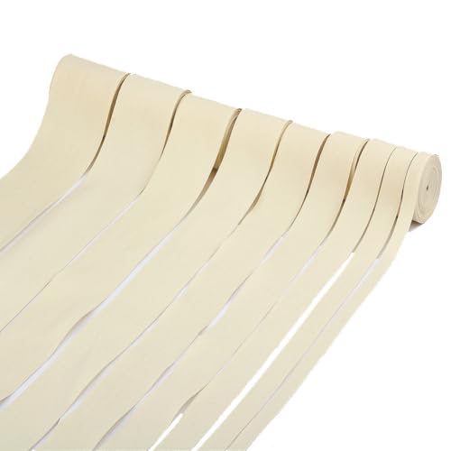 Hrlace 100M Baumwolle Schrägband Fischgräten Baumwoll Webbings 2.5cm Breite Flache Köperband Cotton Tape Natur Baumwoll Fischgrätenstich Nahtband Twillband Webband für DIY Basteln Nähen Beige 2.5cm von Hrlace