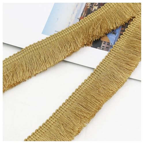 Hrlace 10m 2.5cm Fransen Quastenband Quaste Spitzenband Vintage Fransenbesatz Band Häkelband für Nähen DIY Latin Dance Kleid Crafts Vorhang Kostüm Lampenschirm Kissen Heim 12# Gelbes Curry von Hrlace