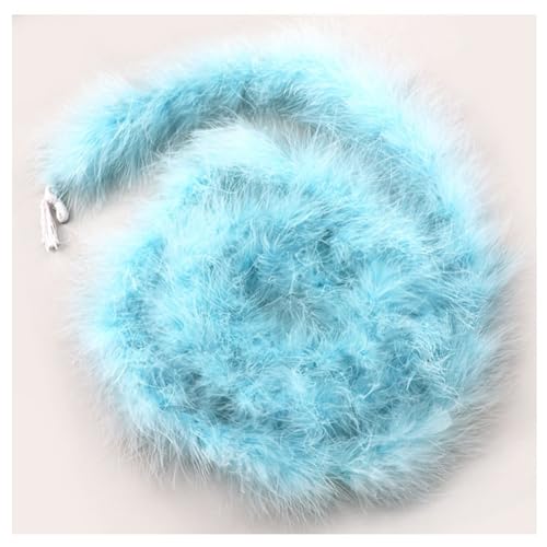 Hrlace 2 Meter Marabu Federboa Natürliche Truthah Feder Boa Flauschige Marabu Boa Feder Girlande Weihnachtsgirlande für DIY Basteln Hochzeit Weihnachten Tanzen Party Dekorationen 16g Hellblau von Hrlace