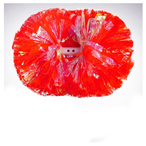 Hrlace 2 Stück Cheerleading Pompons Professional Cheerleader Pom Poms Kunststoff Handblumen Bunte Cheerleading Puschel mit Griff für Sportwettbewerb Cheer Dance Party Rot 1# 5Zoll 24×31cm von Hrlace