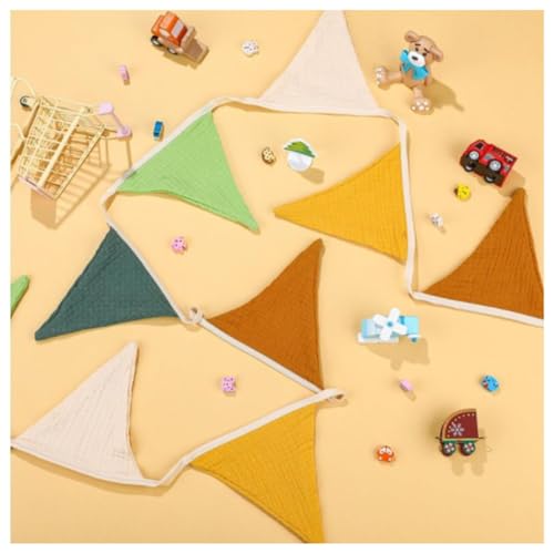 Hrlace 2 Stück Wimpelkette 2,6 m Flaggen Wimpelkette Outdoor Dreieckige Flaggen Bunt Stoff Girlande Banner für Geburtstag Kinderzimmer Party Hochzeit Zuhause Festival Dekoration Gelb Grün von Hrlace