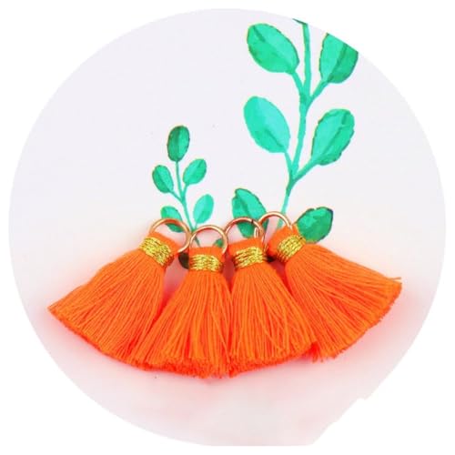 Hrlace 50 StüCk Quasten Anhänger Bunte Tassel-Anhänger Armband Schlüsselanhänger Dekoration Baumwolle Quasten-Charm für DIY Schmuckherstellung Ohrring Taschen Lesezeichen Zubehör Orange 2cm von Hrlace