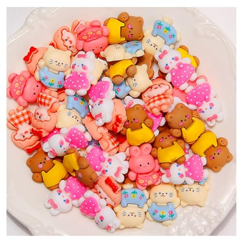 Hrlace 50 Stück Sortierte Schleim Anhänger Cartoon Tiere Charms Süße Süßigkeiten Harz Flache Rückseite Niedliche Sets 3D Mikro Landschaftsornamente für DIY Handwerk Scrapbooking Deko 11# 50pcs von Hrlace