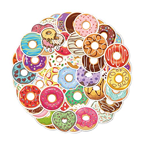 Hrlace 50 Stück Süßigkeiten Aufkleber Donut Thema Cartoon Decals Set Wasserdicht Vinyl Stickers Abziehbilder für DIY Scrapbook Laptop Planer Sammelalbum Tagebücher Album Deko von Hrlace