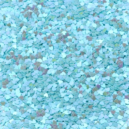 Hrlace 60g 3mm Glitzer Pailletten Lose Bunte Herzen Pailletten zum Basteln für Nagelkunst Gesicht Augen Make up DIY Kunsthandwerk Party Hochzeitsdekoration Scrapbooking Blau von Hrlace