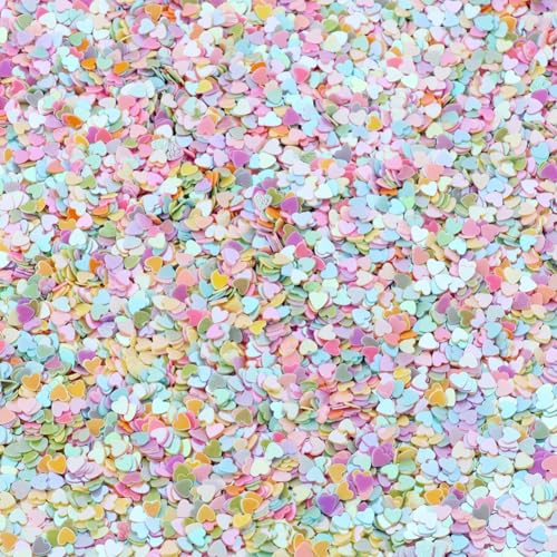 Hrlace 60g 3mm Glitzer Pailletten Lose Bunte Herzen Pailletten zum Basteln für Nagelkunst Gesicht Augen Make up DIY Kunsthandwerk Party Hochzeitsdekoration Scrapbooking Gemischte Farben von Hrlace