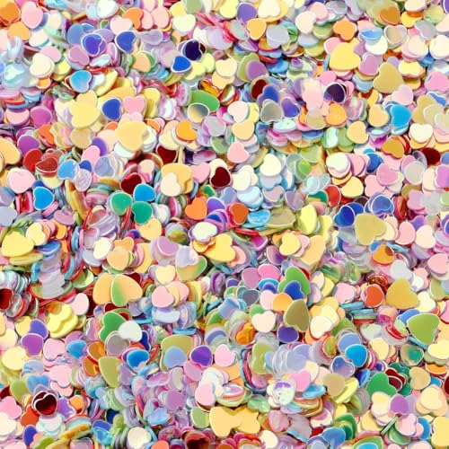 Hrlace 60g 3mm Glitzer Pailletten Lose Bunte Herzen Pailletten zum Basteln für Nagelkunst Gesicht Augen Make up DIY Kunsthandwerk Party Hochzeitsdekoration Scrapbooking Gold-Mischung von Hrlace