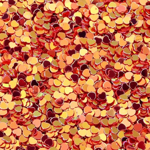 Hrlace 60g 3mm Glitzer Pailletten Lose Bunte Herzen Pailletten zum Basteln für Nagelkunst Gesicht Augen Make up DIY Kunsthandwerk Party Hochzeitsdekoration Scrapbooking Gold Rot von Hrlace