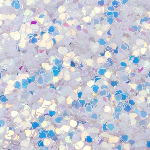 Hrlace 60g 3mm Glitzer Pailletten Lose Bunte Herzen Pailletten zum Basteln für Nagelkunst Gesicht Augen Make up DIY Kunsthandwerk Party Hochzeitsdekoration Scrapbooking Gold Transparent Weiß von Hrlace